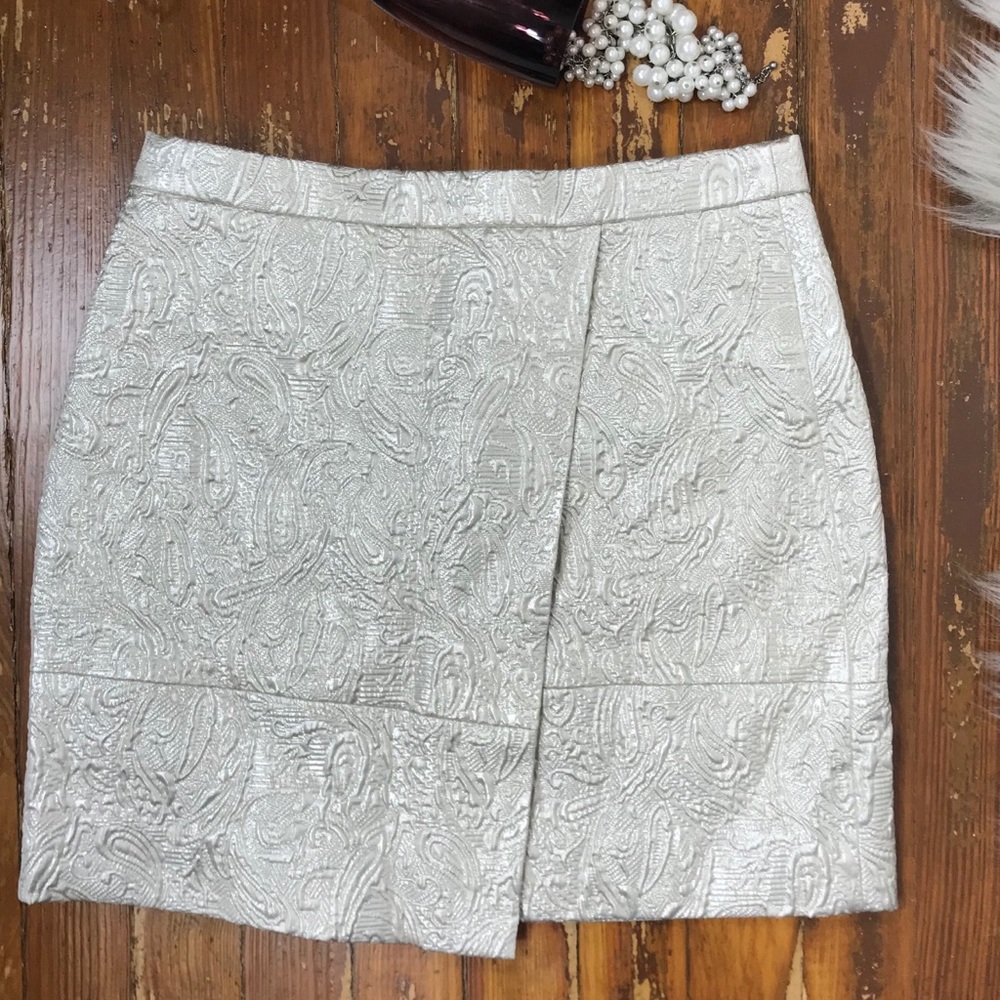 J Crew Origami Metallic Matelasse Skirt - Picture 1 of 7